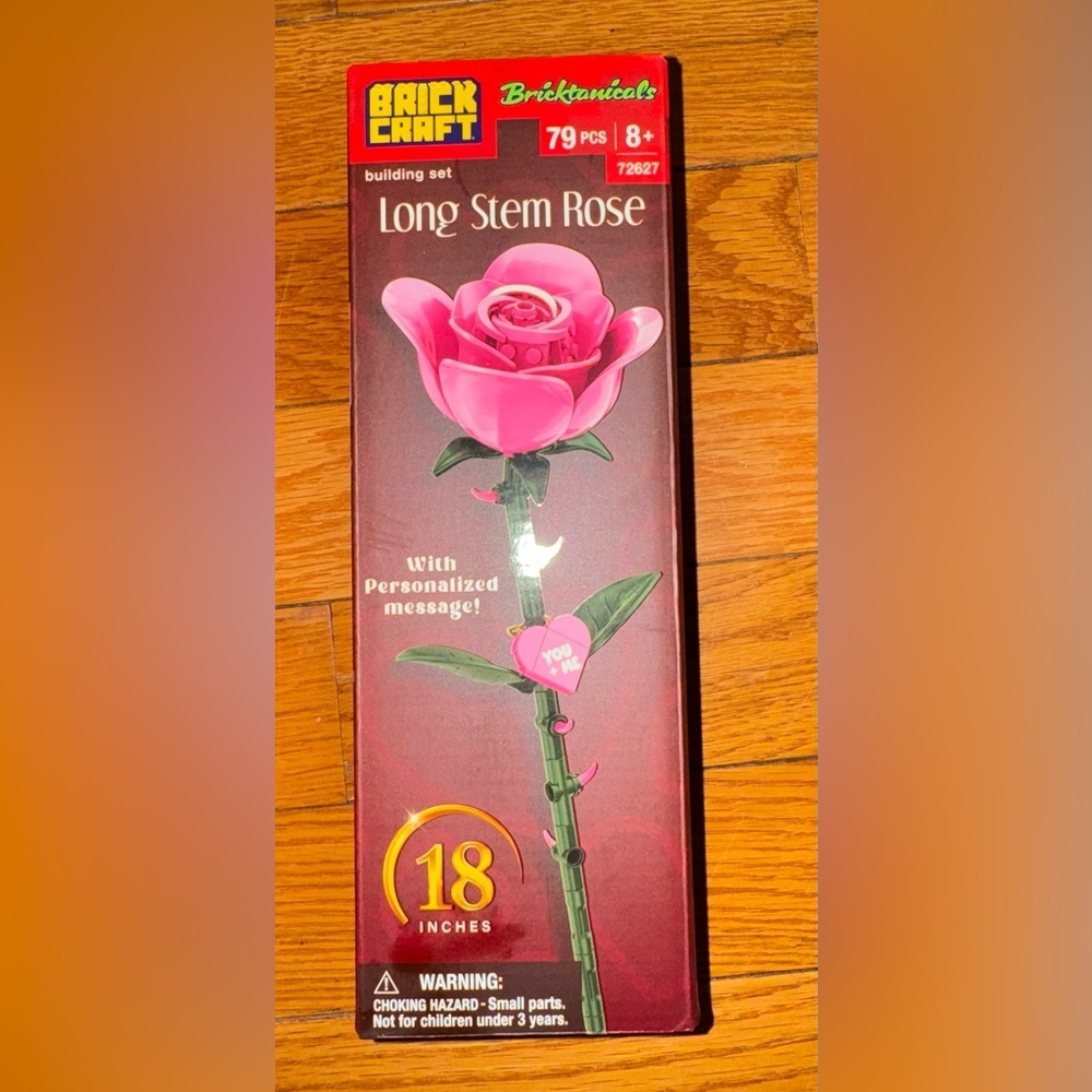 NWT Brickcraft Pink Rose with Personalized Message Brickcraft
